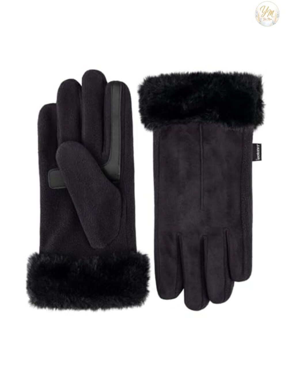 Water Repellent Touchscreen Stretch Gloves Faux Fur Cuff